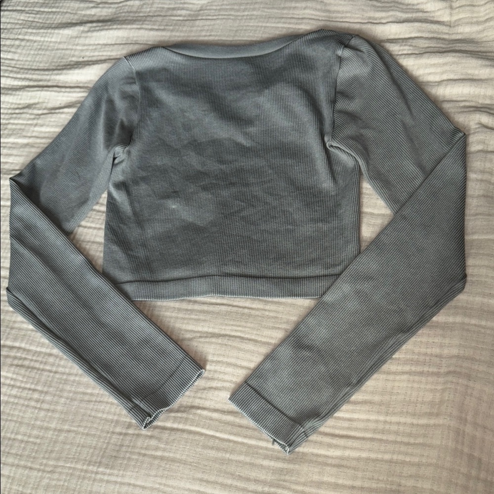 Wild Fable Ribbed Gray Crop Top - Picture 3 of 3